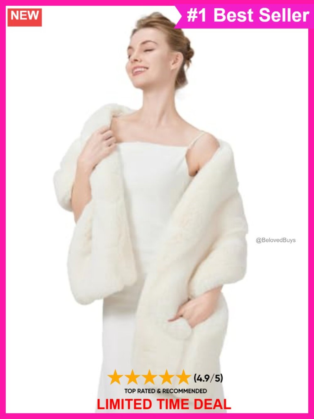 Faux Fur Bridal Shawl Wedding Wrap Winter Stole Cover Up